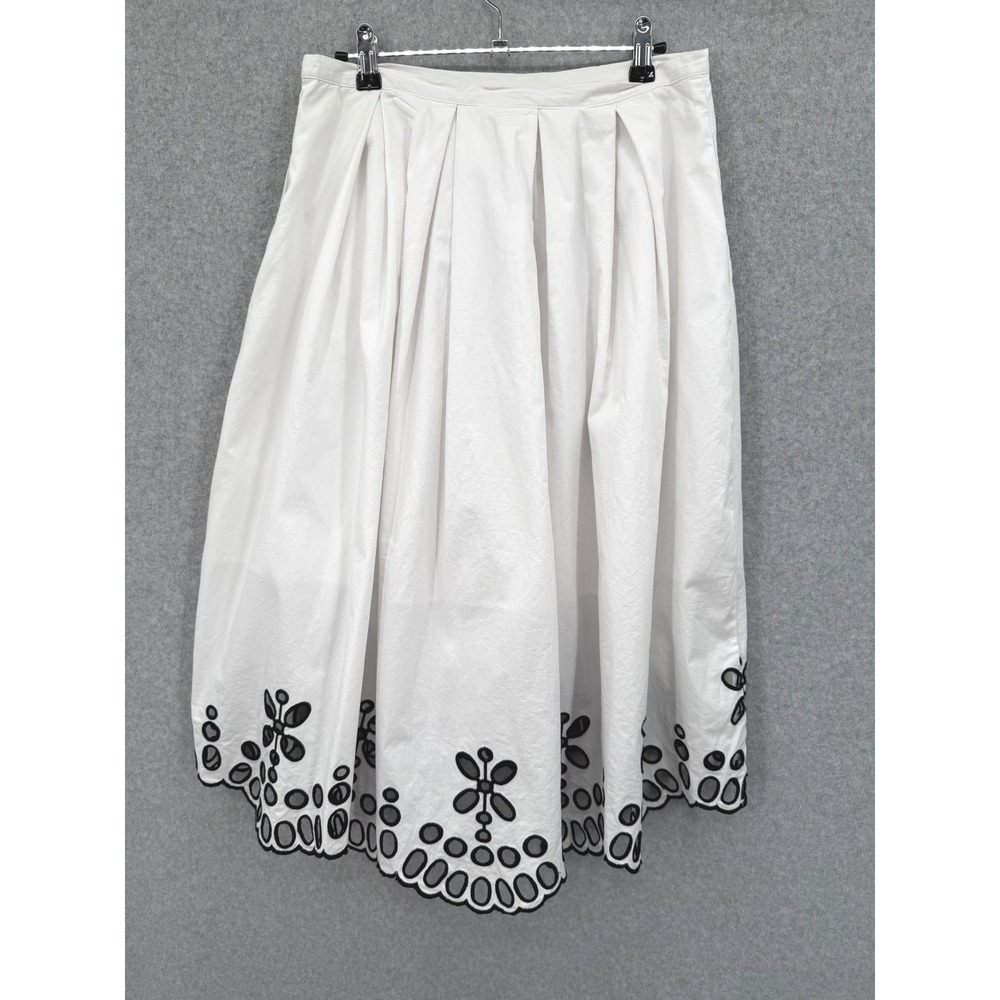 Anthropologie Moulinette Soeurs Skirt Women Eyelet Scalloped Poplin Size 10 - Picture 3 of 14